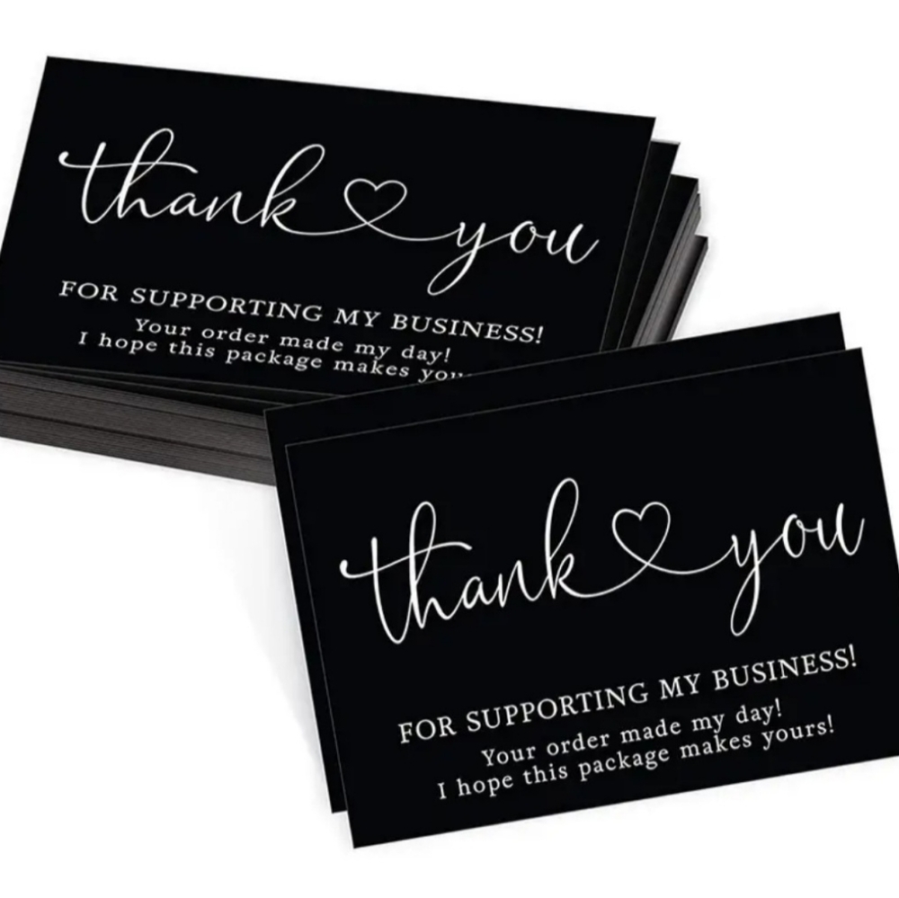 50 Black Hot Stamped Thank You Cards